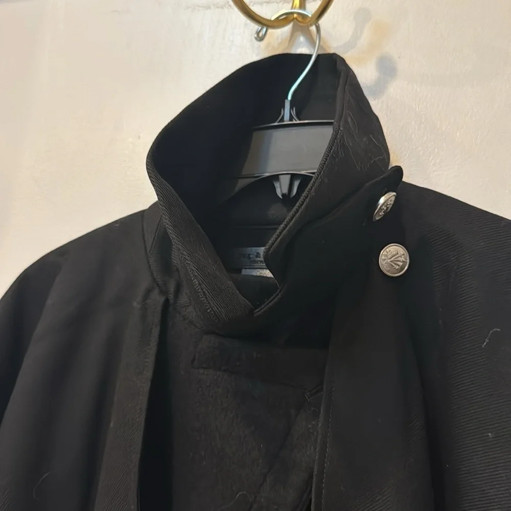 Rag & Bone Black Wool Trench Poncho Cape Jacket - Picture 8 of 9